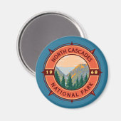 National Park Retro Compass Embleem North Cascades Magneet (Voorkant / Achterkant)
