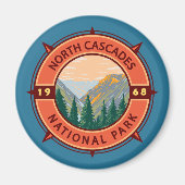 National Park Retro Compass Embleem North Cascades Magneet (Voorkant)
