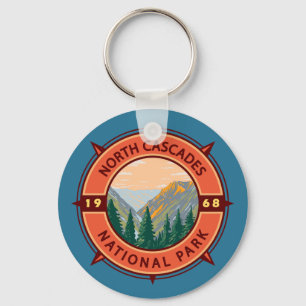National Park Retro Compass Embleem North Cascades Sleutelhanger