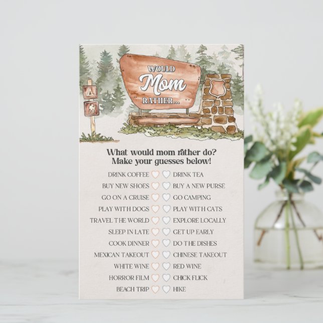 National Park zou liever baby shower spel (Staand voorkant)