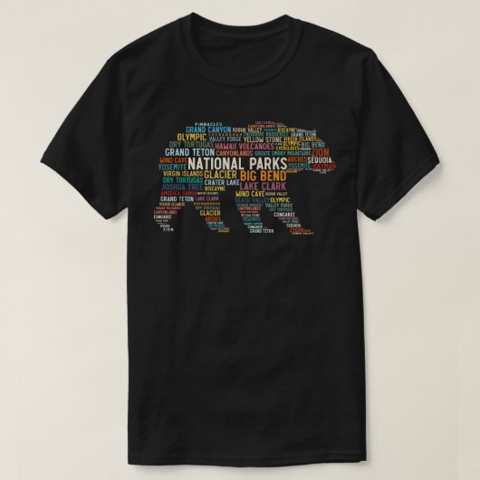 National Parks USA List Word Cloud Beer Camping & T-shirt (Design voorkant)