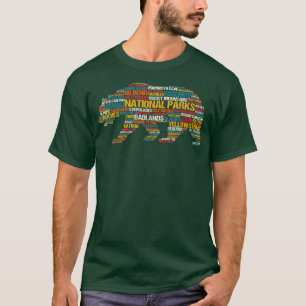 National Parks USA List Words Cloud Beer Camping H T-shirt