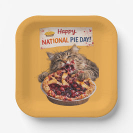 National Pie Day Cat Plates Papieren Bordje