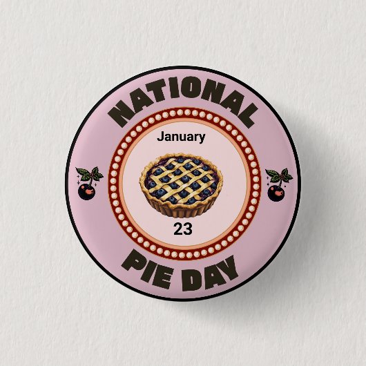 National Pie Day Cherry Pie Ronde Button 3,2 Cm (Voorkant)