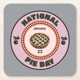 National Pie Day Cherry Pie Vierkante Kartonnen Onderzetter