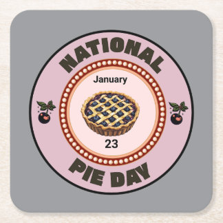 National Pie Day Cherry Pie Vierkante Kartonnen Onderzetter