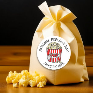 National Popcorn Day 19 januari Ronde Sticker
