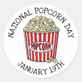 National Popcorn Day | 19 januari Ronde Sticker (Voorkant)