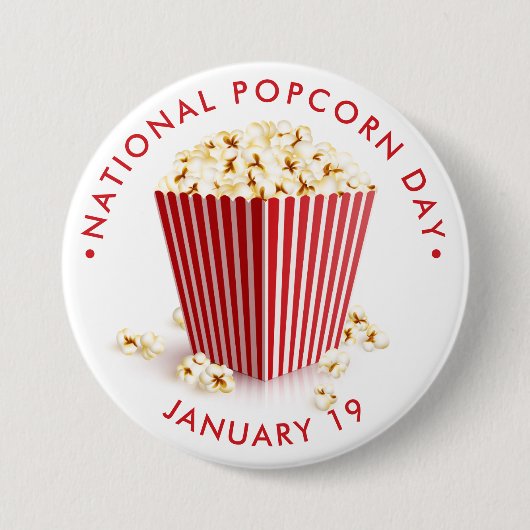 National Popcorn Day Ronde Button 7,6 Cm (Voorkant)