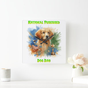 National Purebred Dog Day Celebration kunstwerk Vierkante Klok