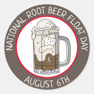 National Root Beer Float Day 6 augustus Ronde Sticker