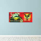 National Salmon Can LabelKodiak, AK Canvas Afdruk (Insitu (Houten vloer))