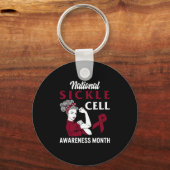 National Sickle Cell Awareness Month Burgundy Ribb Sleutelhanger (Voorkant)