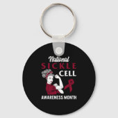 National Sickle Cell Awareness Month Burgundy Ribb Sleutelhanger (Achterkant)