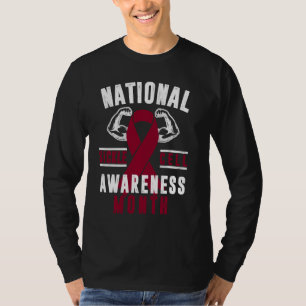 National Sickle Cell Awareness Month Burgundy Ribb T-shirt
