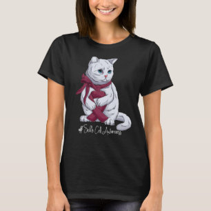 National Sickle Cell Awareness Month Burgundy Ribb T-shirt