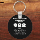 National Suicide Prevention Lifeline 988 With Whit Sleutelhanger (Voorkant)