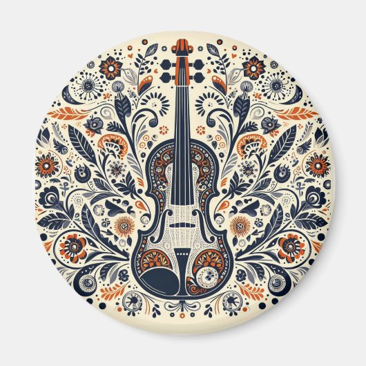 National Violin Day Melody Magnets with Folk Art (Devant)