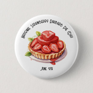 Nationale Aardbei Rabarber Pie Day Custom Ronde Button 5,7 Cm