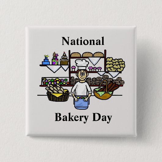 Nationale Bakkerdag Button met bakkerij (Voorkant)