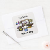 Nationale Bakkerdag-Man in bakkerijStickers Vierkante Sticker (Envelop)
