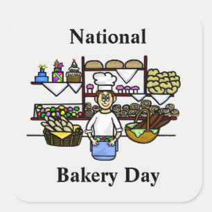 Nationale Bakkerdag-Man in bakkerijStickers Vierkante Sticker