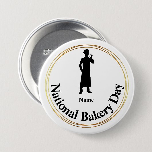 Nationale Bakkerdag Silhouette Name Button (Voorkant /achterkant)