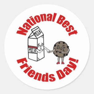 Nationale Beste Vriendendendendag Melk en koekjes Ronde Sticker