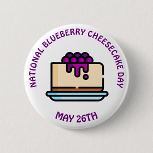 Nationale Blueberry Cheesecake Dag - 26 mei Ronde Button 5,7 Cm