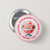 Nationale Button voor aardbeienijsdag (Voorkant /achterkant)