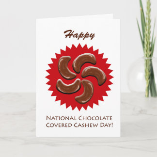 Nationale chocolade bedekte cashewdag, noten kaart