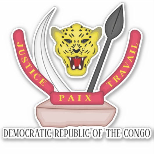 Nationale Coat van de Democratische Republiek Cong Sticker (Voorkant)