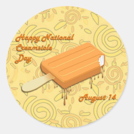 Nationale Creamsicle Dag 14 augustus Ronde Sticker (Voorkant)
