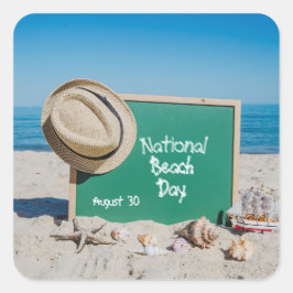 Nationale dag van de Beach Vierkante Sticker