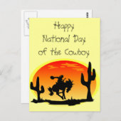Nationale Dag van de Cowboy Bronco Silhouette Briefkaart (Voorkant / Achterkant)