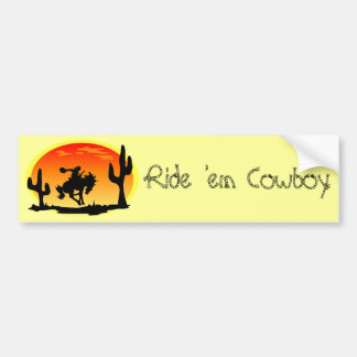 Nationale Dag van de Cowboy Bronco Silhouette Bumpersticker