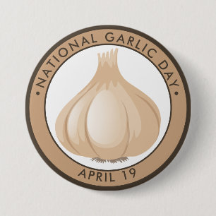 Nationale dag van de knoflook ronde button 7,6 cm