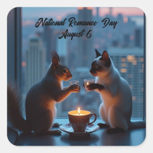 nationale dag van de Romance Vierkante Sticker