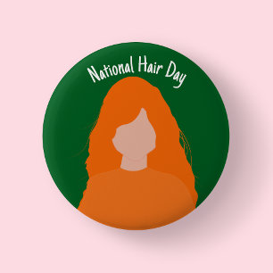 Nationale Dag van het Haar - Badge/ Knop voor Rood Ronde Button 5,7 Cm