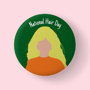 Nationale Dag van het Haar - Blond Badge/ Knop Ronde Button 5,7 Cm