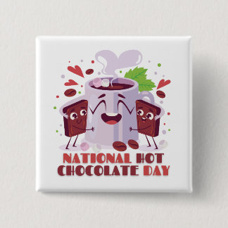 Nationale dag van warme chocolade - 31 januari vierkante button 5,1 cm
