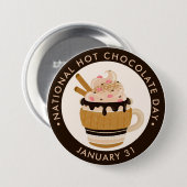Nationale dag van warme chocolade ronde button 7,6 cm (Voorkant /achterkant)