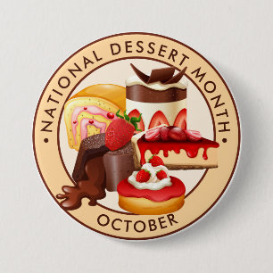 Nationale Dessert Maand Ronde Button 7,6 Cm