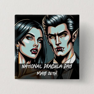 Nationale Dracula Dag 26 mei Vreemde Vakantie Pin Vierkante Button 5,1 Cm
