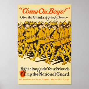 Nationale Garde komt op jongens WWI-propaganda Poster
