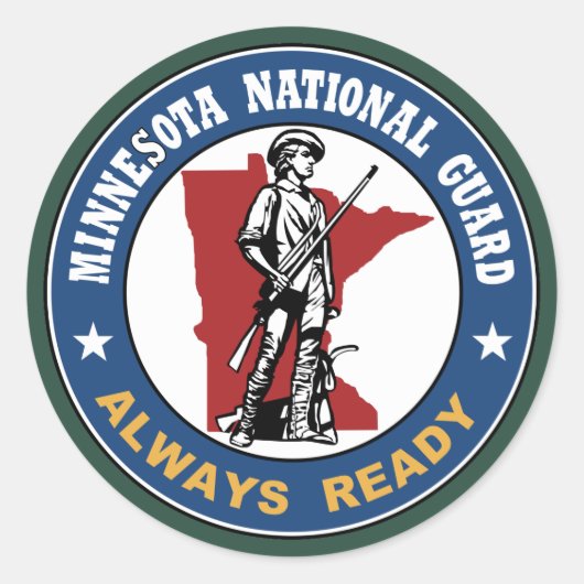 Nationale Garde van Minnesota Ronde Sticker (Voorkant)