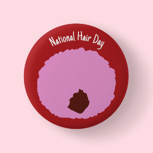 Nationale Haardag - Roze Afro Badge/ Ronde Button 5,7 Cm