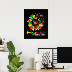 Nationale Hispanics Erfgoed Maand Zonnebloem Poster