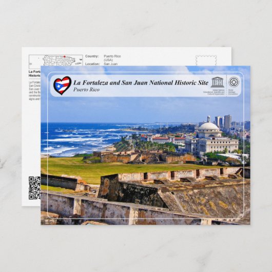 Nationale historische locatie La Fortaleza en San Briefkaart (Voorkant / Achterkant)