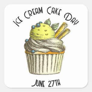 Nationale Ice Cream Cake Day Custom Vierkante Sticker